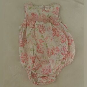 Janie and Jack pink & white floral one piece 12-18 mo